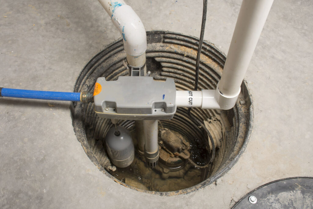 Sump pump in residential basement
